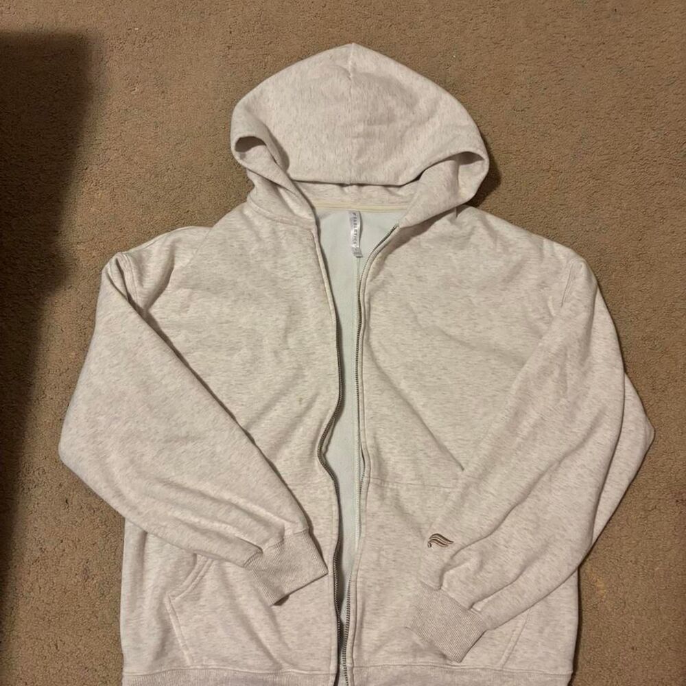 Fabletics Women's Grey and Cream Hoodie